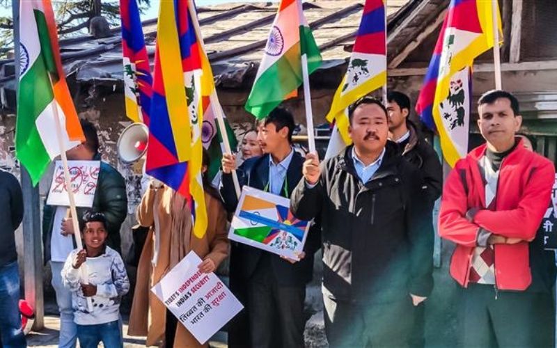 Tibetans in exile protest against Chinese encroachment in Tawang